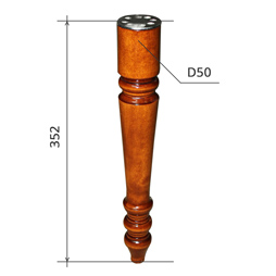 Нога барон, ножка для столов и мебели из дерева высотой 352 мм и диаметром 50 мм